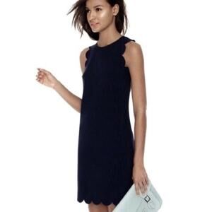 J. Crew Scalloped Trim High-Neck Black Dress - Size 0